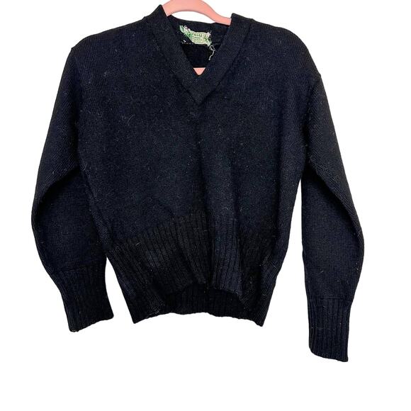 Imperial Vintage 1950s Sweater 100% Wool V-Neck Letterman Chain Stitch - Picture 1 of 4
